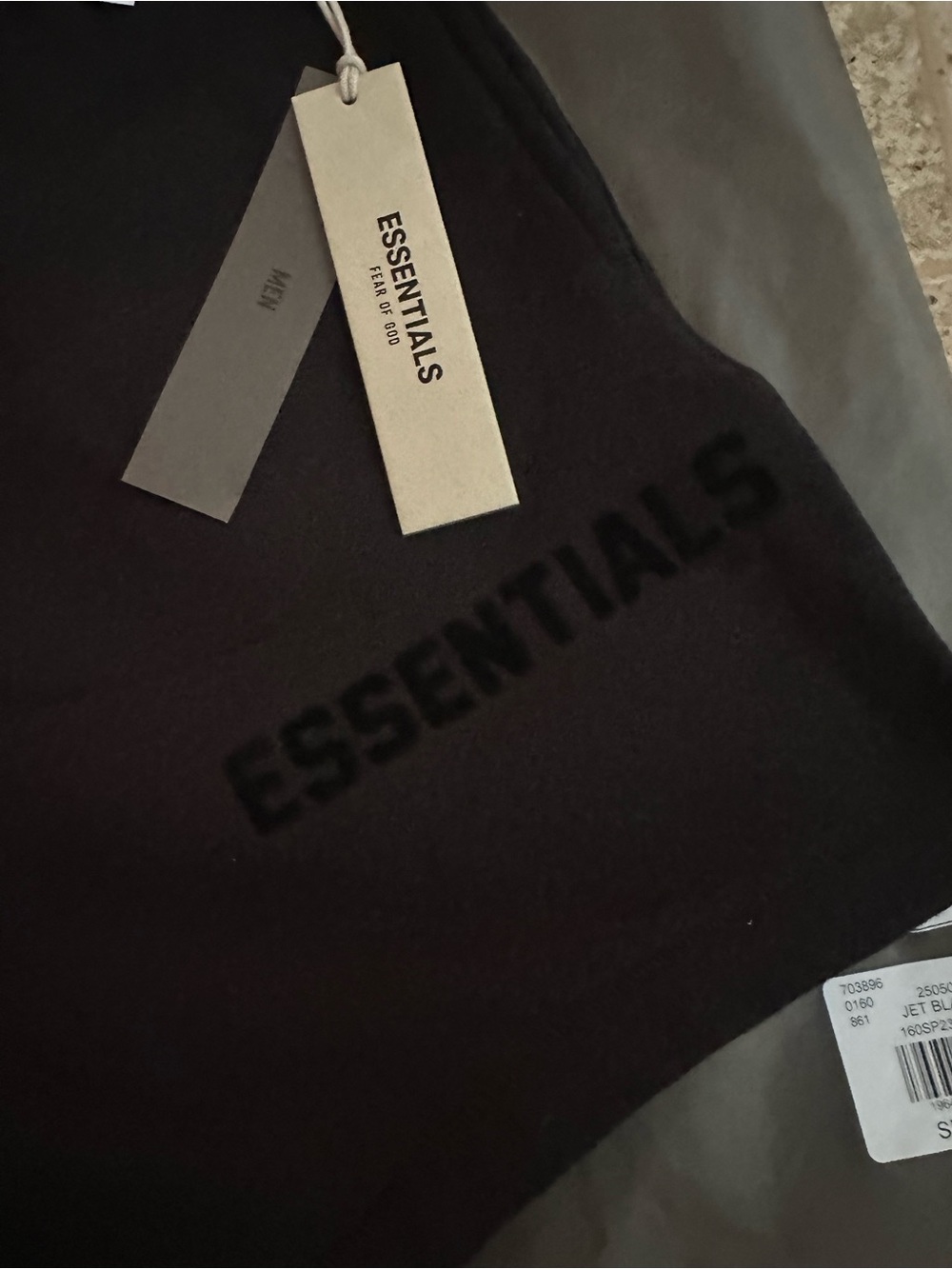 ESSENTIALS jet Black Drawstring Shorts - Picture 2 of 5